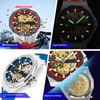 Edelstahl Mechanische Uhr mit Eigenem Logo Leuchtende Zeiger 30M Wasserdicht Silikonarmband Automatikwerk 42mm