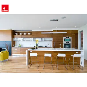Allandcabinet Australian Popular Design Madeira como Fomica laminado dois tons melamina armário de cozinha marcenaria