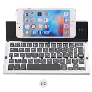 Herunda Wireless Bluetooth Folding Keyboard Aluminum Alloy Wireless Folding Keyboard 3 Systems Common