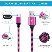 Câble de données USB-A/USB-C tressé multicolore en cuivre pur à charge rapide BJC pour Android et appareils mobiles