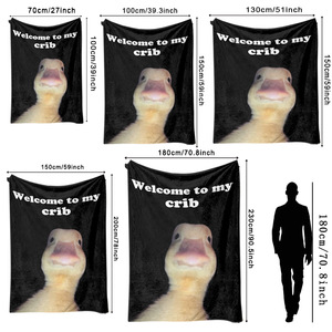 Manta de Franela con Diseño de Cara de Pato, Manta para Siesta, Reversible, Cálida y Acogedora para el Invierno, Impresión Personalizada, Venta al Por Mayor - Product Image 2