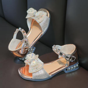 Kız sandalet, moda küçük kız açık parmaklı Bling Bling ayakkabı çocuk yay prenses ayakkabı - Product Image 3
