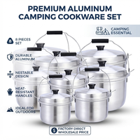 Vente en gros usine 2026 – Prix imbattable – Ensemble de 8 ustensiles de cuisson classiques en aluminium moulé sous pression antiadhésifs pour camping – Batterie de cuisine et ensemble de casseroles à soupe
