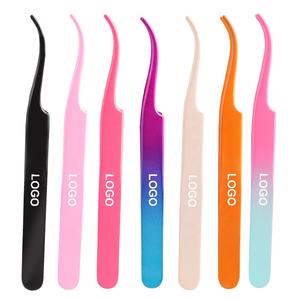 Pinzas de pestañas negras fabricadas en fábrica personalizadas <span class=keywords><strong>Semillas</strong></span> de oreja profesionales Pinzas de pestañas de acero inoxidable - Product Image 4