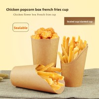 Emballages jetables en papier kraft pour la restauration rapide : Boîtes et gobelets à bec incliné pour frites, cuisses de poulet, pop-corn, à emporter (Chine continentale)