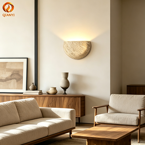 Lámpara de Pared LED de Travertino Amarillo Estilo Wabi-Sabi para Interiores, Lámpara de Noche para Dormitorio, Temperatura de Color Ajustable, Diseño de Aplique de Pared - Product Image 5