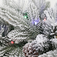 Karangan Bunga Natal Bulat dengan Lampu LED, Dapat Disesuaikan, Gaya Eropa, Semi-Handmade, Bahan PEPVC, Model WD-1520