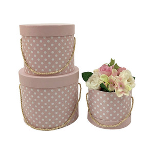 Nuovo round dot set di tre <span class=keywords><strong>fiori</strong></span> di carta di caramella contenitore di regalo scatola rosa bouquet pacchetto <span class=keywords><strong>fiori</strong></span> - Product Image 5