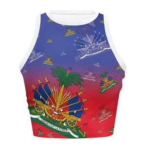 <span class=keywords><strong>Camicia</strong></span> Haiti estiva personalizzata con bandiera fiaiziana del paese dei Caraibi 2025 magliette attillate senza maniche per abbigliamento sportivo da <span class=keywords><strong>donna</strong></span> - Product Image 5