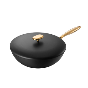 <span class=keywords><strong>Wok</strong></span> professionnel antiadhésif de 6 litres en fer raffiné, compatible tous feux, avec base de stockage d'huile, marque DESLON, compatible lave-vaisselle, pour production en série. - Product Image 1