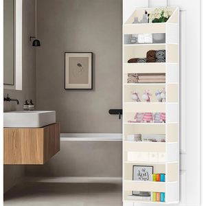 Organisateur de porte 33x15x85cm avec 5 poches et 10 compartiments en filet pour le rangement de la salle de bain et de la chambre - Product Image 2