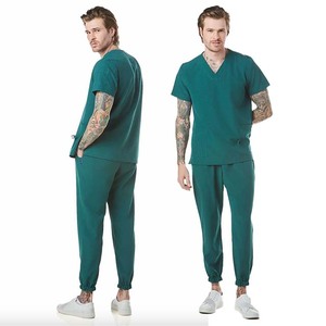 Adar manga corta azul marino gris hombres enfermera Doctor Scrubs uniformes conjuntos médico Scrubs trabajo uniforme conjunto - Product Image 4