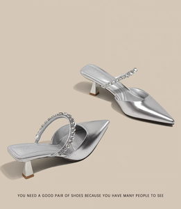 ए 1128 महिलाओं को चप्पल में जूते के हीरे की नुकीली पैर की ऊँची एड़ी के आकार के बड़े आकार 35-42 - Product Image 4