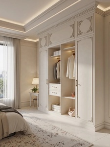 Balom Popular High-end French Style Walk-in Wooden Wardrobes Cloakroom Closet Light Luxury Sliding Glass <strong>Doors</strong> with Led Light - Product Image 3