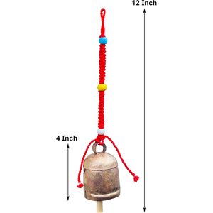 Pack 3 rustique 12 pouces suspendus cloche en bronze grand carillon éolien en métal fait à la main or ferme décor noël ornement maison - Product Image 2