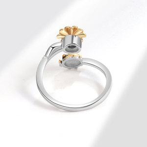 Anillos Abiertos Giratorios de Cobre Bañado en Oro con Gemas de Moda, Joyería de Insectos y Flores para Compromiso, Regalo para Mujer - Product Image 4