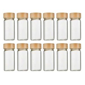 12 <b>Spice</b> Glass <b>Jars</b> with Bamboo Lids Countertop Seasoning Rack with <b>Labels</b> - Product Image 5