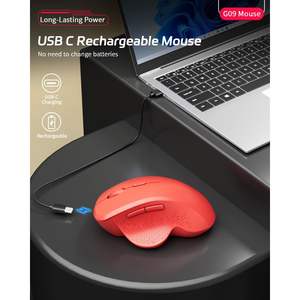 Uiosmuph G09 Ergonomic Wireless <b>Mouse</b> Soundless Rechargeable for 5.1 2.4Ghz <b>USB</b> Receiver Type <b>C</b> Adapter - Product Image 2