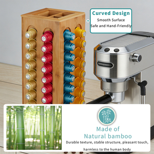 Support de capsules de café rotatif en bambou personnalisé, compatible avec 80 capsules <span class=keywords><strong>Nespresso</strong></span> - Product Image 4