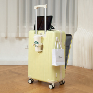 Bagage de <span class=keywords><strong>cabine</strong></span> personnalisé, chariot de voyage <span class=keywords><strong>avec</strong></span> <span class=keywords><strong>chargeur</strong></span> <span class=keywords><strong>USB</strong></span> et porte-gobelet, <span class=keywords><strong>valise</strong></span> portable, bagage de travail pour femme et homme - Product Image 4