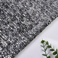 Tissu en maille textile noir multicolore brodé de paillettes pour vêtements, vente en gros d'usine