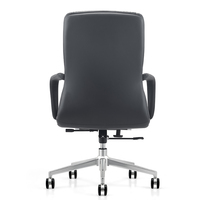 Chaise de bureau de direction pivotante en cuir noir, dossier moyen, ergonomique, confortable et moderne