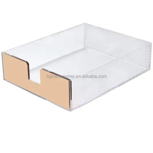Rõ ràng <span class=keywords><strong>Acrylic</strong></span> Rose Gold Máy tính để bàn Khay giấy thời trang 5mm dày Tạp Chí Lưu trữ giỏ nộp hồ sơ sản phẩm - Product Image 5