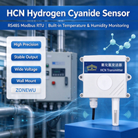 Détecteur de gaz cyanure d'hydrogène (HCN) électrochimique RS485 Modbus RTU 0-100ppm avec température et humidité pour PLC SCADA