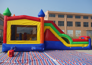 Château gonflable commercial en PVC de qualité supérieure, combo toboggan et aire de saut, taille personnalisable, installation facile pour les locations de fêtes d'enfants - Product Image 3