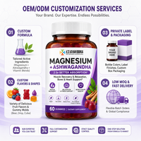 Gummies de Glycinate de Magnésium et Ashwagandha, 60 unités, Sans OGM, Casher, Végétalien, Sans Gluten, Supplément OEM Personnalisé Marque Privée 100000