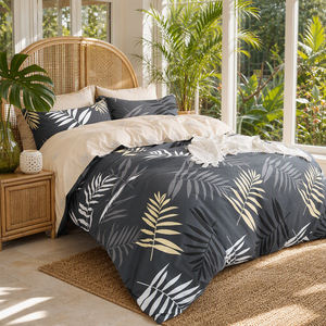 Juego de Ropa de Cama de Ratán para Dropshipping en la UE, 3 Piezas, Algodón Suave, Diseño Monstera y Palmera, Cubrecama, Envío desde Polonia para Resorts - Product Image 5
