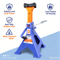 HOPM Cric de levage 3 tonnes, hauteur minimale 285 mm, plage de levage 145 mm, hauteur maximale 425 mm, poids net 5,2 kg, avec goupille de sécurité et patin en caoutchouc