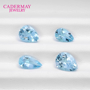 Cadermay Aquamarine Loose Stone Pear Cut Sea Blue Natural Gemstone For Jewelry Making - Product Image 2
