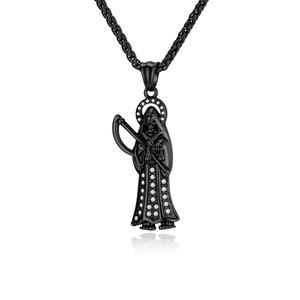 Collares <span class=keywords><strong>de</strong></span> Joyería <span class=keywords><strong>de</strong></span> Moda para Hombre al por Mayor: Colgante <span class=keywords><strong>de</strong></span> Acero Inoxidable con Diseño <span class=keywords><strong>de</strong></span> Calavera y Guadaña <span class=keywords><strong>de</strong></span> <span class=keywords><strong>la</strong></span> <span class=keywords><strong>Muerte</strong></span>, Estilo Hip Hop Vintage Punk Gótico, con Incrustaciones <span class=keywords><strong>de</strong></span> Circonitas Cúbicas - Product Image 4