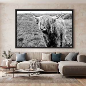 Elegant Highland Cow Canvas Print: Scottish Cattle Wall Decor,BLACK <b>FRAMED</b> CANVAS - Product Image 3