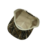 Casquette de camping 5 panneaux tendance avec couronne contrastante, visière camouflage herbe et logo brodé en 3D