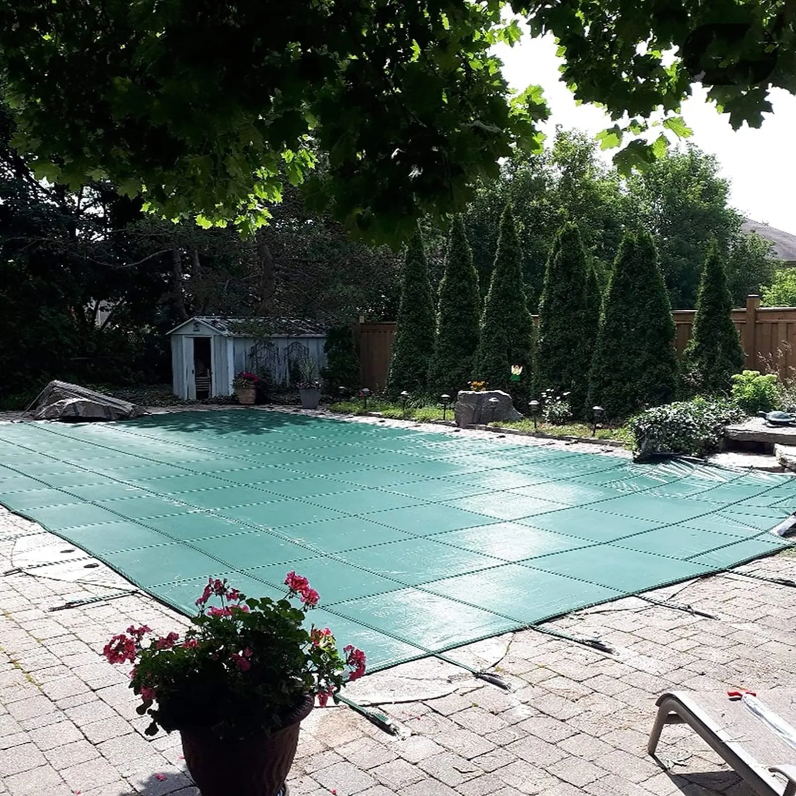 High Quality Green PP Mesh Pool Cover Waterproof Folding Safety Net Winter Swimming Pool Cover