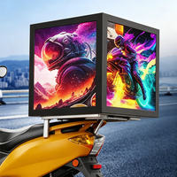 Boîte LED publicitaire personnalisée en couleur pour livraison de repas à emporter, écran LED pour moto, boîte de livraison alimentaire avec affichage LED