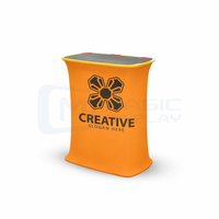 Comptoir pop-up en tissu personnalisé, comptoir promotionnel en tissu extensible, comptoir d'exposition en tissu extensible portable pour les stands de salons professionnels