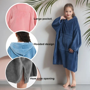 <span class=keywords><strong>Serviette</strong></span> de bain en molleton de corail en peluche super douce avec une grande poche absorbant l'eau et une ouverture latérale à l'ourlet, adaptée à la plage - Product Image 3