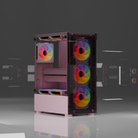 Boîtier d'ordinateur de bureau de jeu ATX complet OEM Pièces d'ordinateur en vrac d'usine chinoise avec revêtement rose Boîtier vide en stock