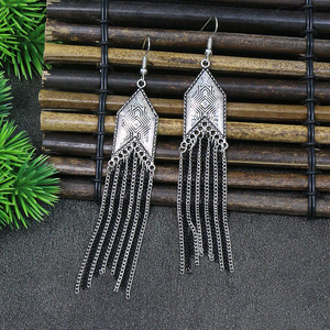 Vintage Tassel Drop <b>Earrings</b> 925 <b>Silver</b> <b>Long</b> Chain Women's Everyday Wear Fashion Jewelry - Product Image 4