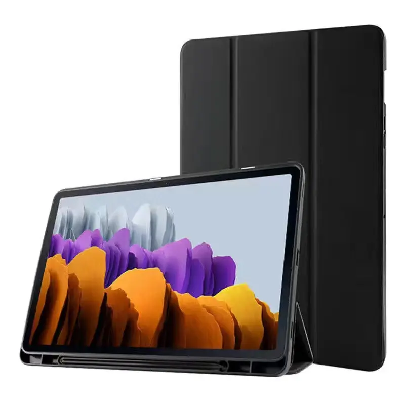 Capa leve de couro tpu com três dobras, proteção para tablet, samsung galaxy tab s7 +/s8 +/plus case 2022