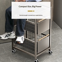 Étagère de rangement pour légumes de cuisine en acier au carbone, mobile, en forme de tour, style européen, sur pied, non pliable, avec tiroirs pour aliments