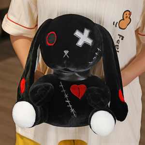New Halloween Reborn Bunny Plush Toys for Kid Gift Furry Animal <strong>Scary</strong> Rabbit Stuffed Plushie <strong>Dolls</strong> Black Peluche Conejo - Product Image 4