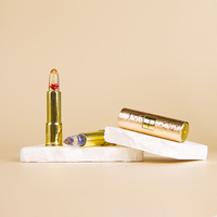 Vente en gros fournisseur doré tube de baume à lèvres slim gelée de fleur rouge à lèvres base de baume à lèvres changeant de couleur