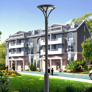 4m Solar & <b>Battery</b> Powered IP65 AC LED Pole Garden Light Lamp Post Vintage Outdoor Street Lamp - Product Image 6