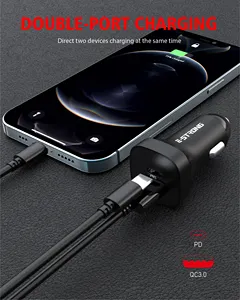 Factory Power Delivery Quick Charging Car Charger 18W Mini Dual Port Usb Mobile Phone Charger