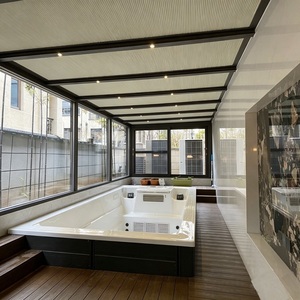 Veranda Moderna in Alluminio Personalizzata per Tutte le Stagioni, Villa Prefabbricata <span class=keywords><strong>con</strong></span> Tetto Retrattile in Vetro Temperato e <span class=keywords><strong>Porta</strong></span> Trasparente per Hotel - Product Image 6