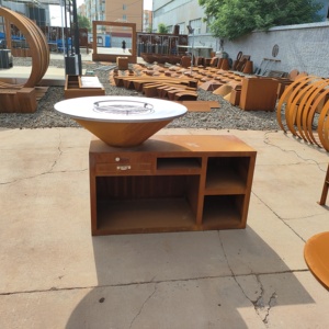 Grill au charbon de bois d'extérieur pour grillades et barbecues - <span class=keywords><strong>Barbecue</strong></span> grillé au charbon de bois en acier corten. <span class=keywords><strong>Barbecue</strong></span> <span class=keywords><strong>Brasero</strong></span>. - Product Image 5